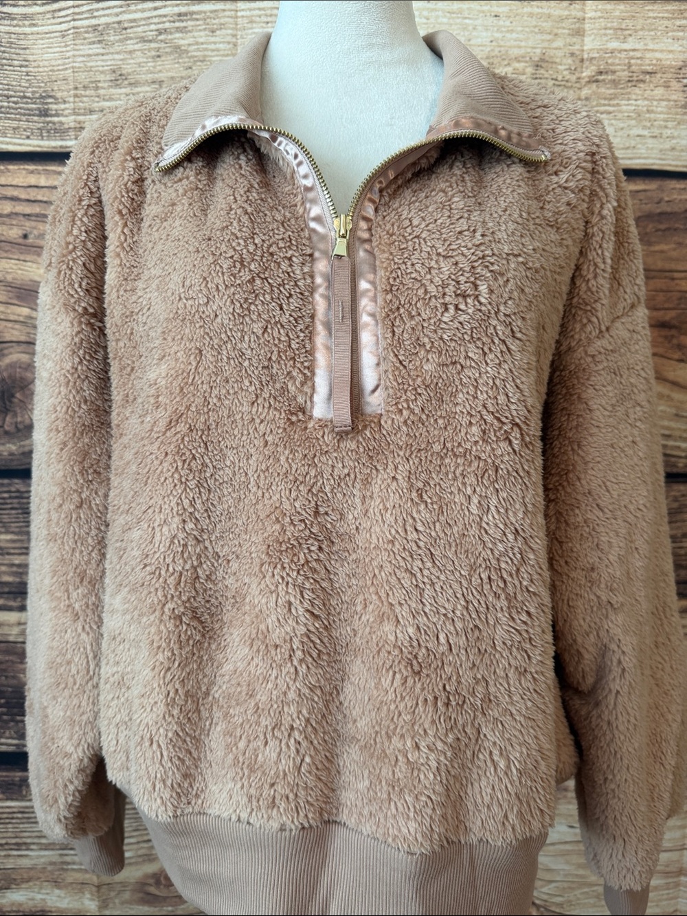 Sonoma Plush Teddy Pullover Jacket in Camel NWOT